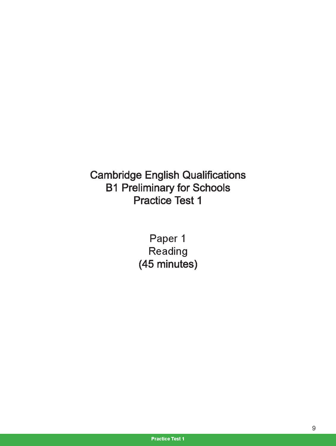 B1 Preliminary for Schools