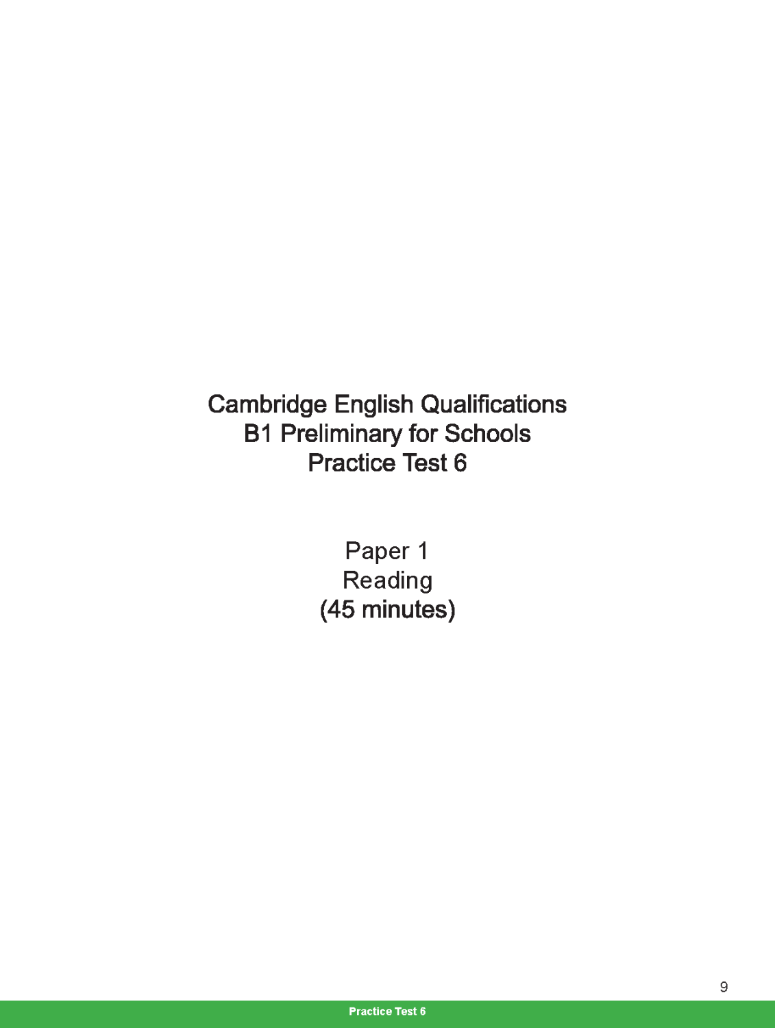 B1 Preliminary for Schools